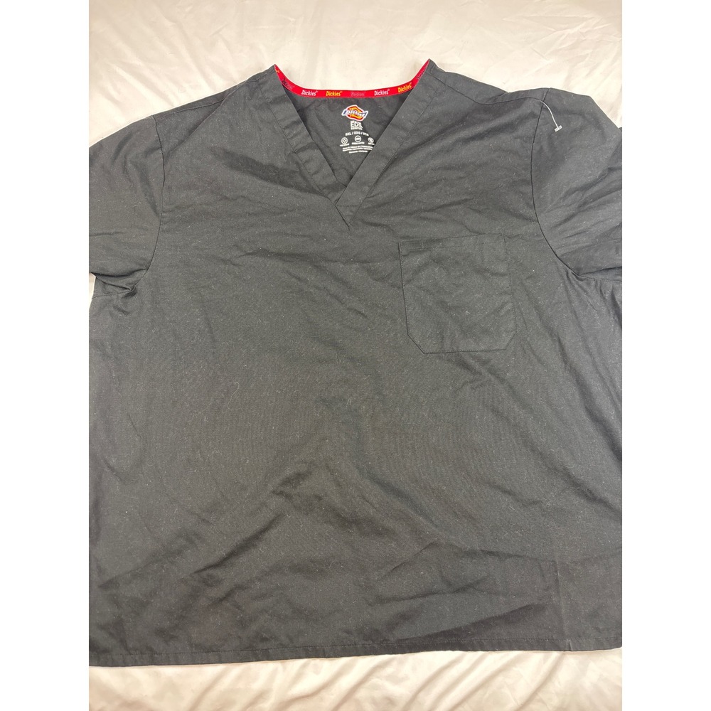 Dickies EDS Signature Scrub Top Mens 3XL Black V-Neck Chest Pocket Stretch 86706